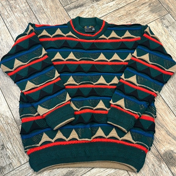 Vintage COOGI Australia pure wool crewneck sweater 3D knit large - Picture 1 of 4